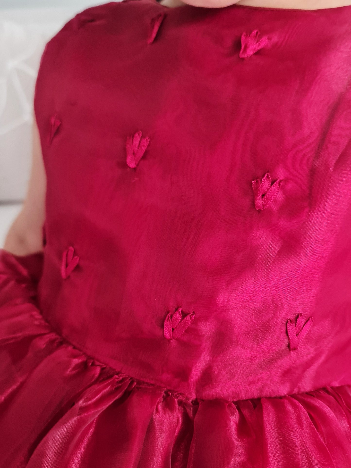 Burgundy Organza Girls Dress