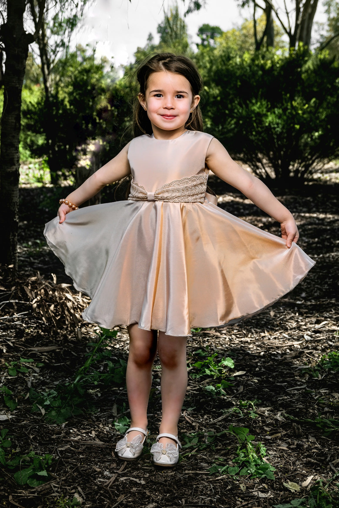 kids silk dress Banana Milk Silk Flutter Dress