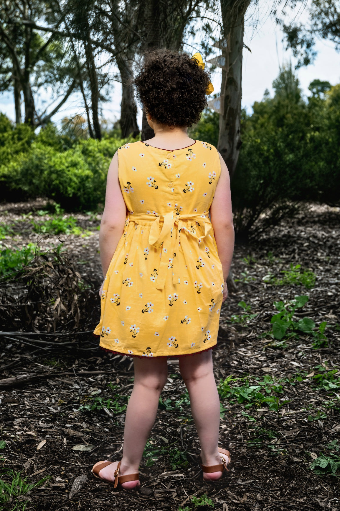 Yellow Floral Cotton Girl Dress