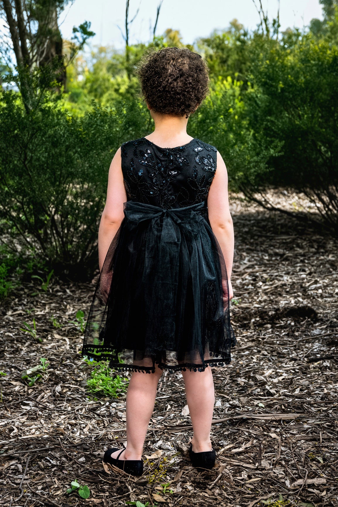 Black Embriodered Tulle Dress