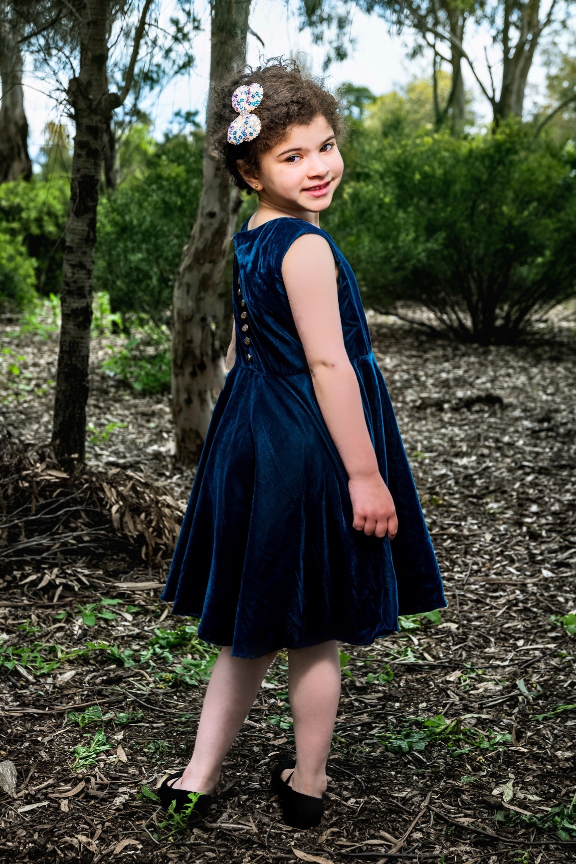 Valvet Long Umbrella Girls Dress