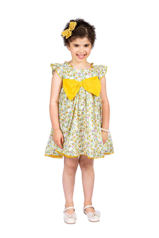 Floral Cotton Dress with exaggerated bow