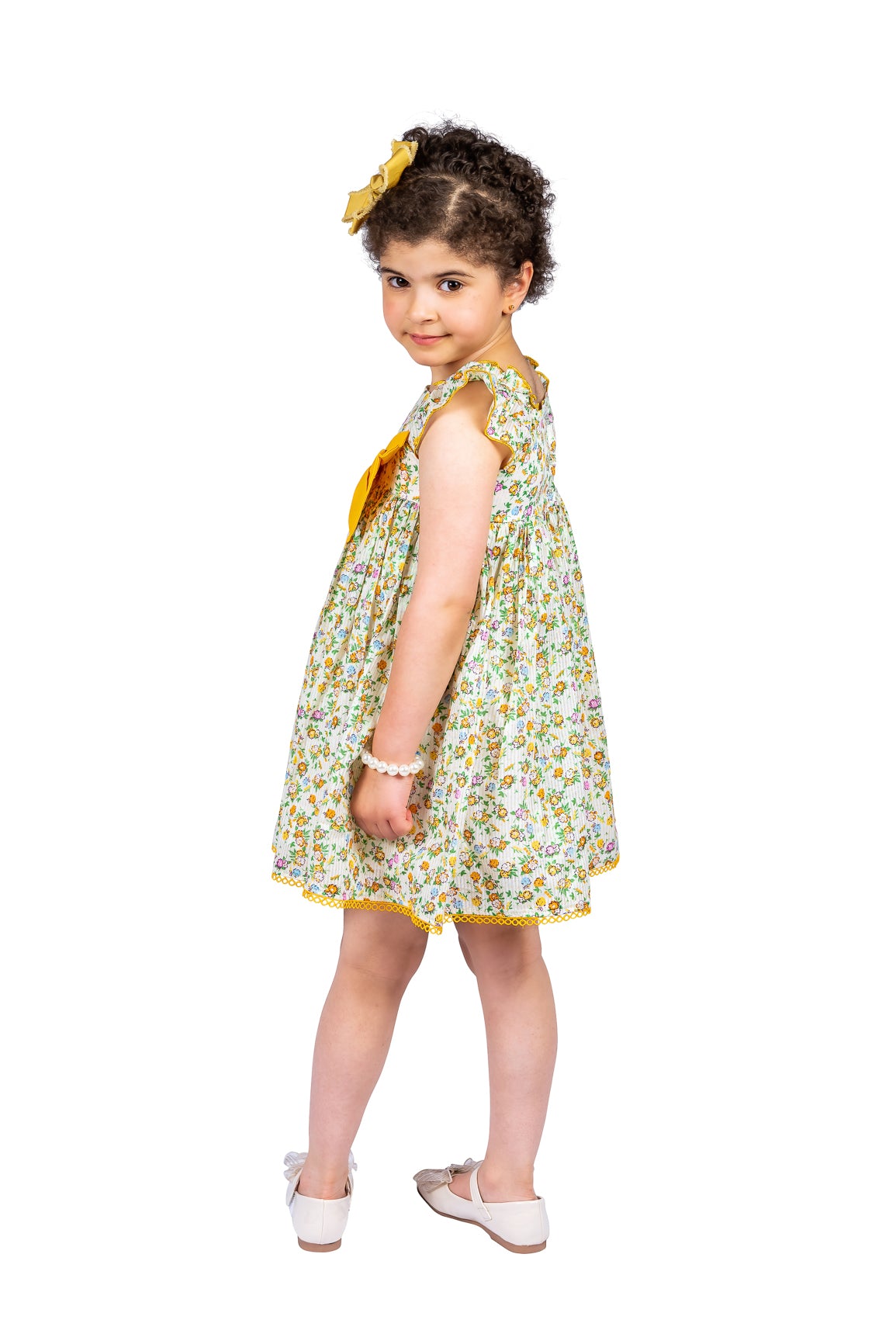 Floral Cotton Dress with exaggerated bow