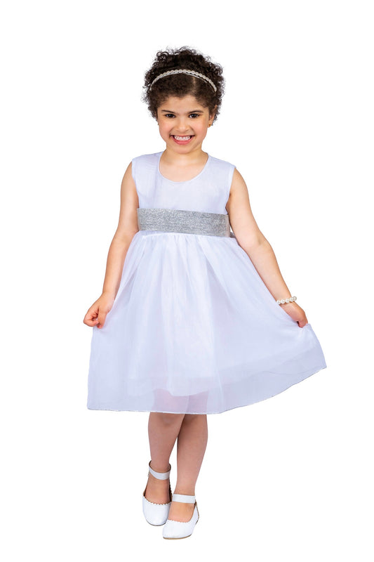 White Organza Girls Fancy Dress
