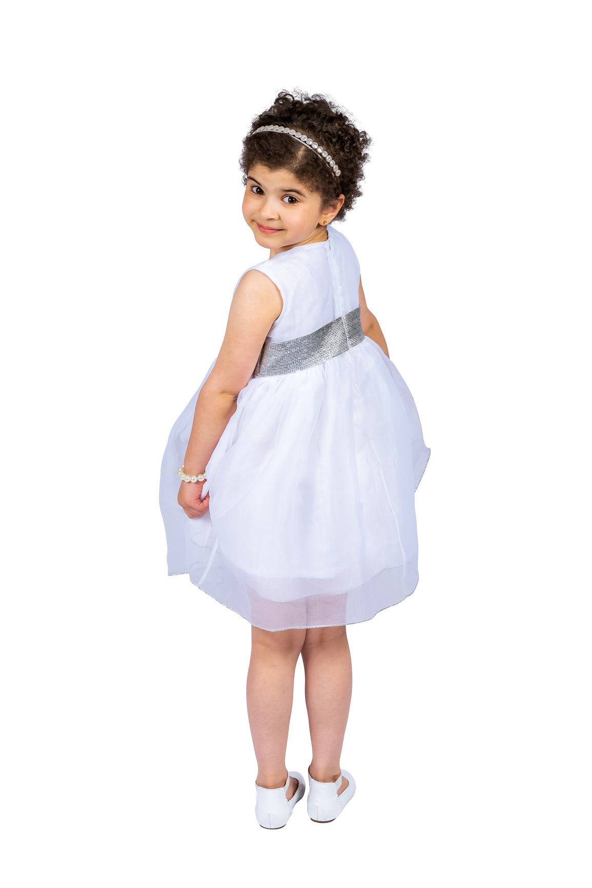 White Organza Girls Fancy Dress
