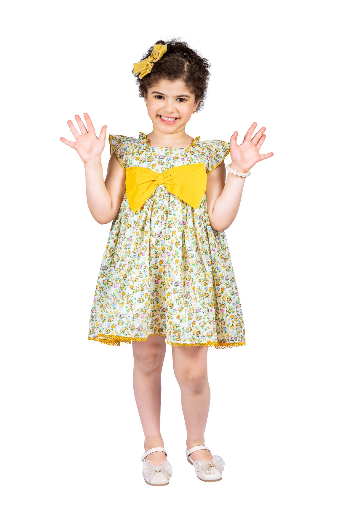 Floral Cotton Dress with exaggerated bow