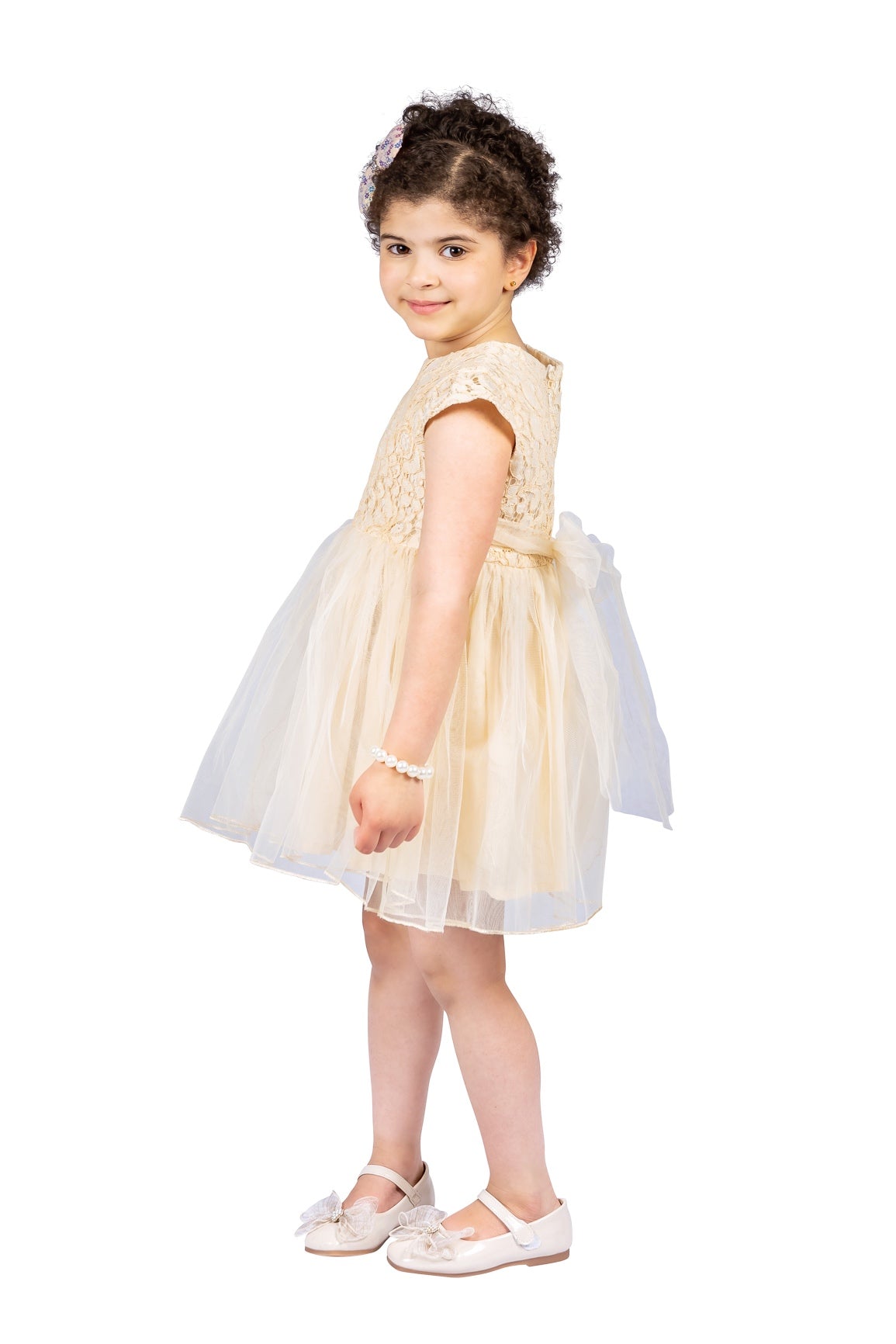 Cream Colour Tulle Girl Dress