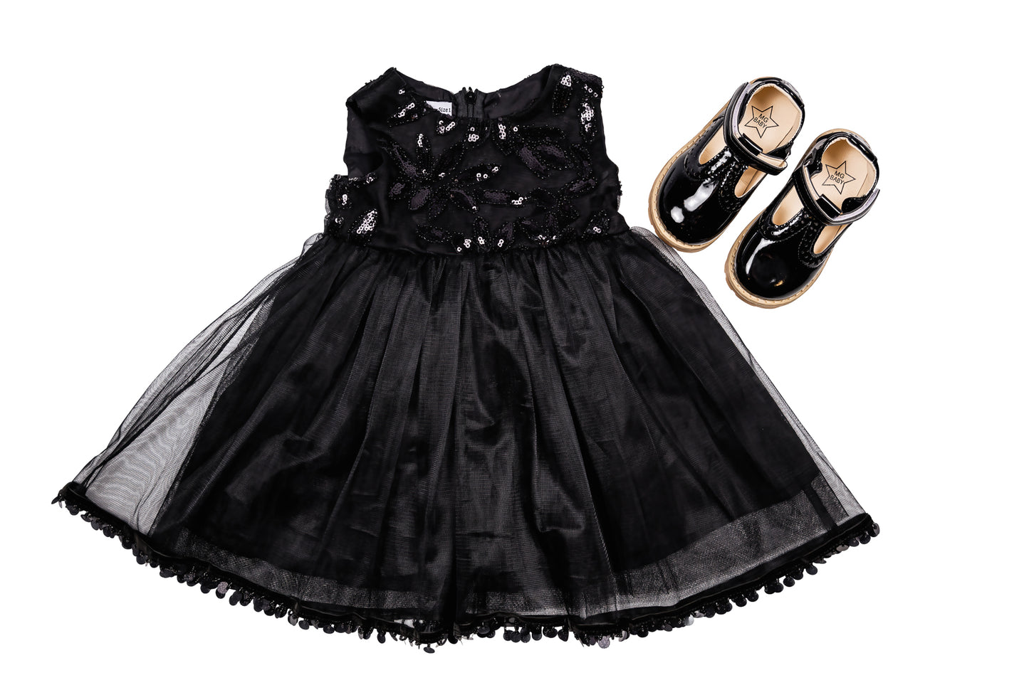 Black Embriodered Tulle Dress