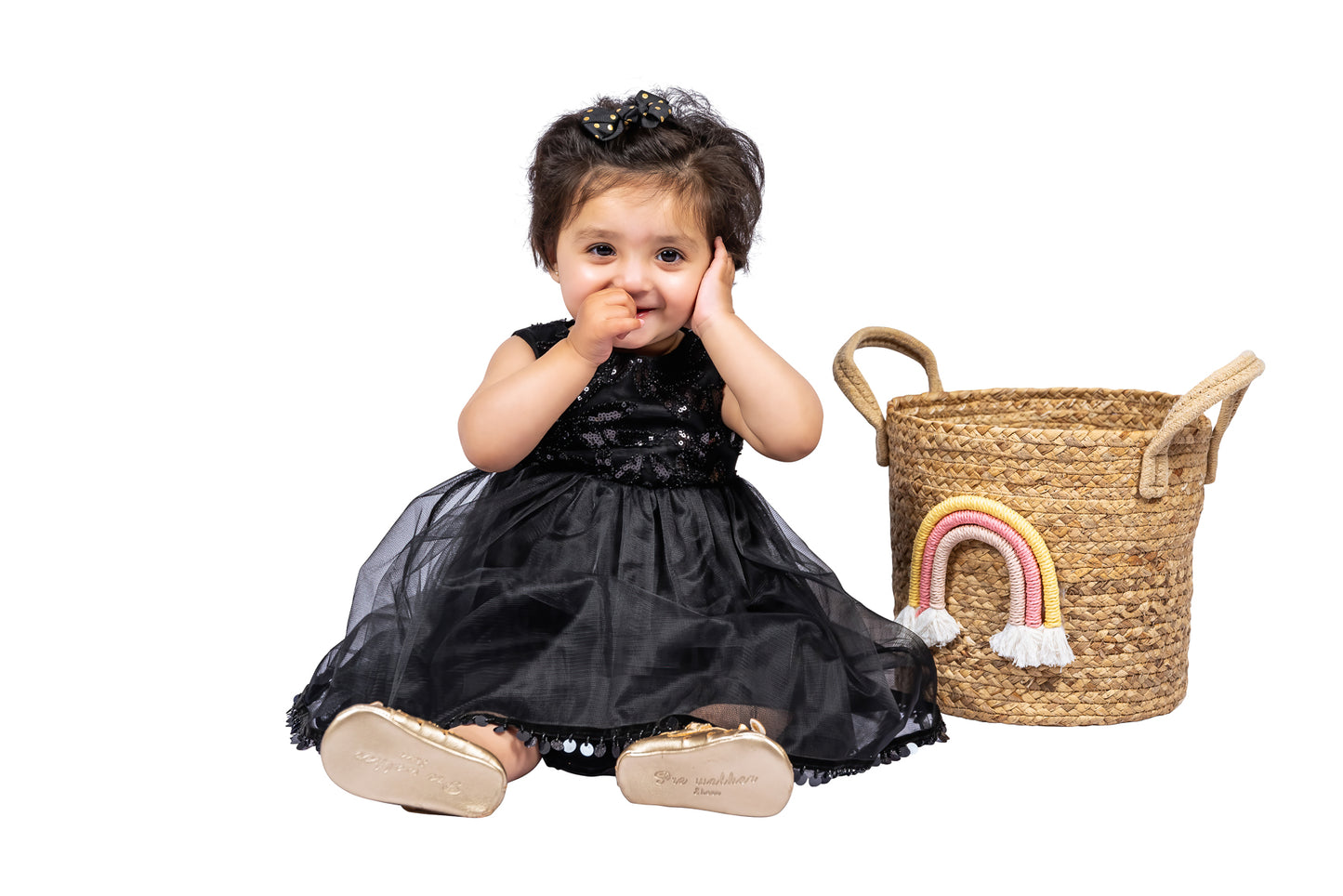 Black Embriodered Tulle Dress