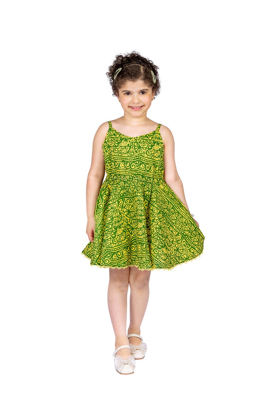 Green Cotton Girls Dress